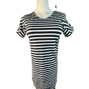 J.Crew Striped Seamed Stretch Shift Dress Petite XS Casual Black Knit NWT